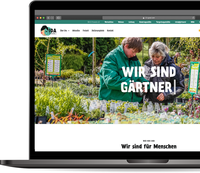 Ida und Freunde Webseite auf Laptop mobil